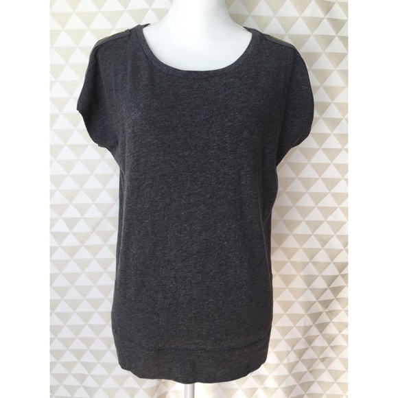 Gray 100% Cotton Top w/Exposed Zipper Shoulder - Picture 4 of 5